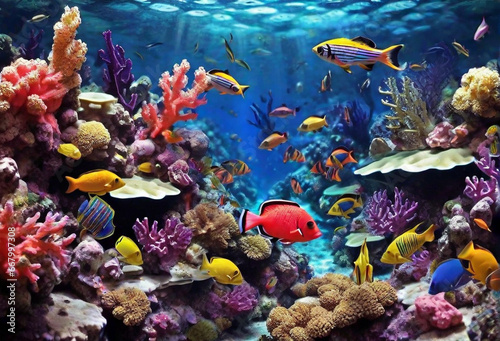 coral reef and fish HD 8K wallpaper Stock Photographic Image 