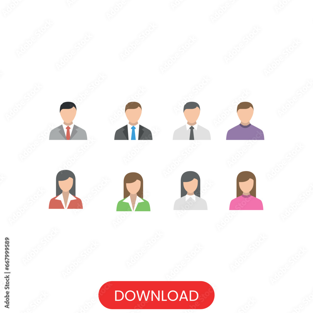 Set of male and female human icon avatars often used for web, ui, mobile app. isolated white background Set of male and female human icon avatars often used for web, ui, mobile app. isolated white background