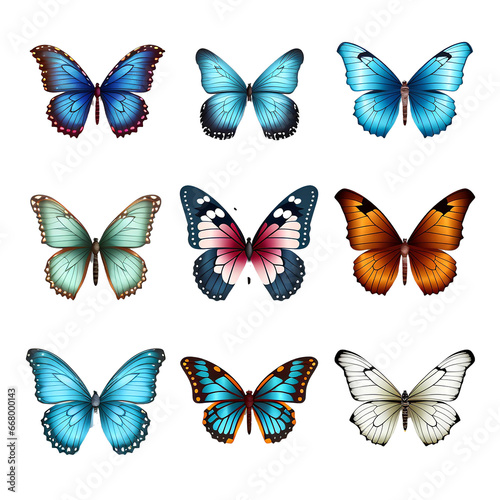 Collection of beautiful butterflies on transparent background PNG © I LOVE PNG