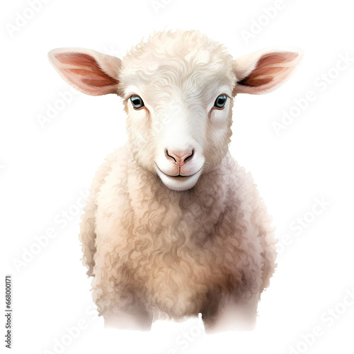 Cute lamb on transparent background PNG