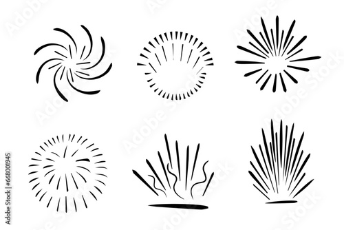 Star bust vector hand drawn  Vintage sunburst line drawn abstract  doodle radial line rays  badge  logos  signs or label decor  circle abstract outline  explosion or firework. sunlight star ray waves 