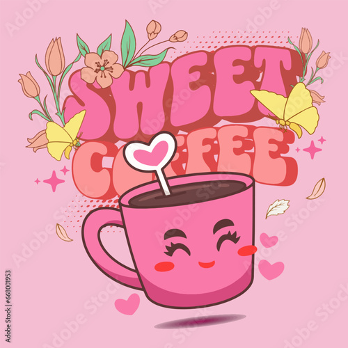 Cute Sweet Coffee Mascot Vector Art  Illustration and Graphic