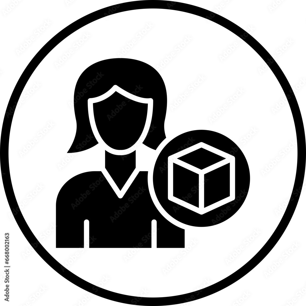 Vector Design 3D Artist Female Icon Style Vector Design 3D Artist Female Icon Style
