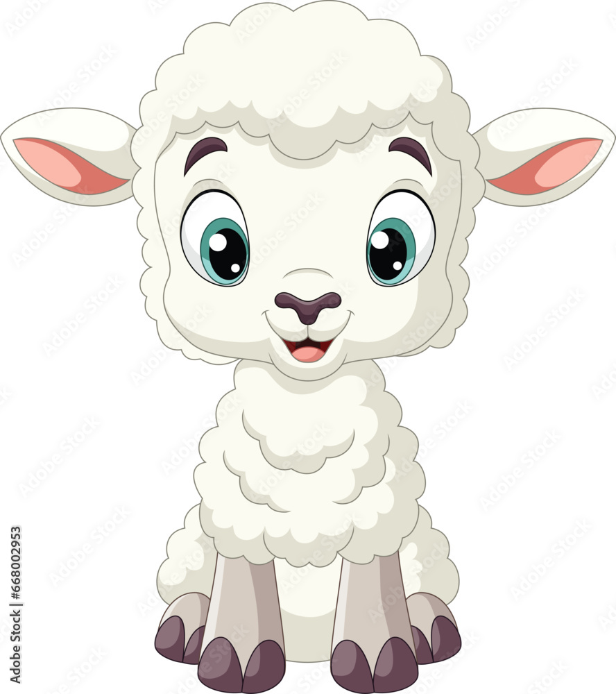 Cartoon funny baby lamb on white background Cartoon funny baby lamb on white background