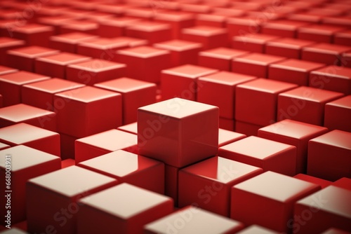 Cube of blocks with standout red block. Generative AI