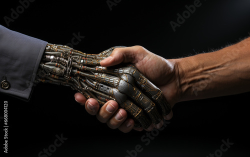 robot podaje rękę człowiekowi, wizja przyszłości