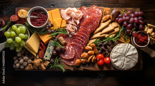 Charcuterie tray of a variety of meats