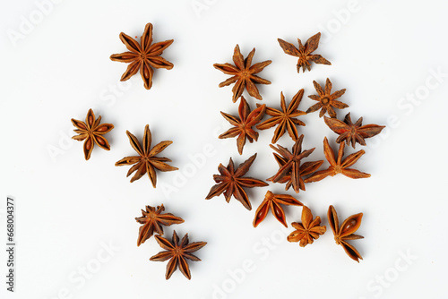 Star anise spice isolated on white background