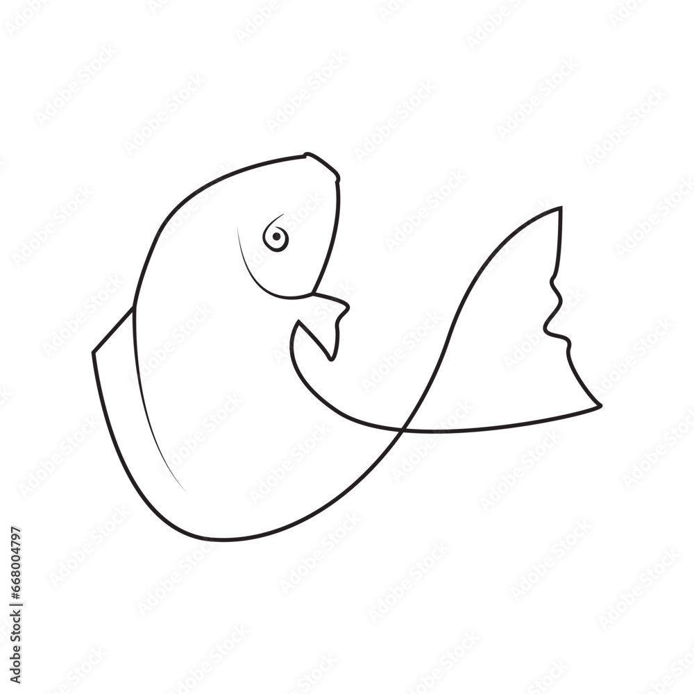 Obraz premium Fish line icon