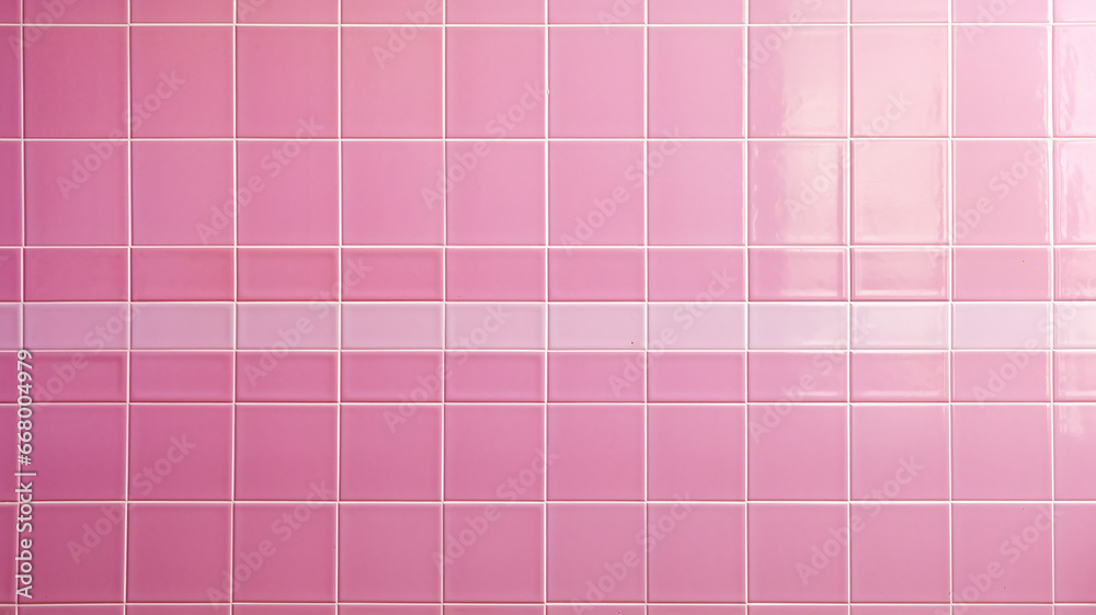 Fototapeta premium Pink tile wall chequered background bathroom floor