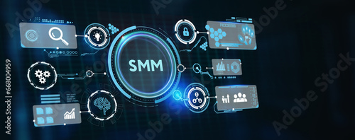 Business, Technology, Internet and network concept. SMM Social Media Marketing. 3d illustration © photon_photo