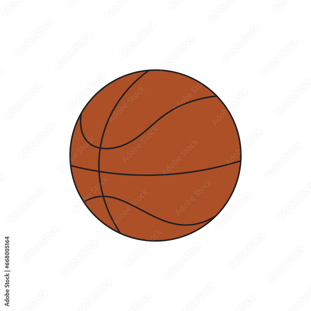 Kids drawing Cartoon Vector illustration basketball ball Isolated in doodle style