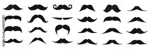 Obraz na plátně Hipster Mustaches collection, Men beard set, 70's beard. EPS 10