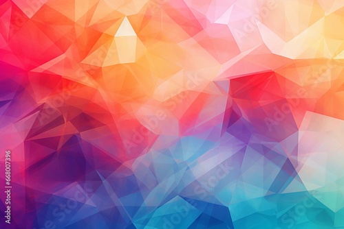 Colorful abstract wallpaper with geometric shapes on a polygonal background. Digital illustration showcasing a tech layout. Generative AI