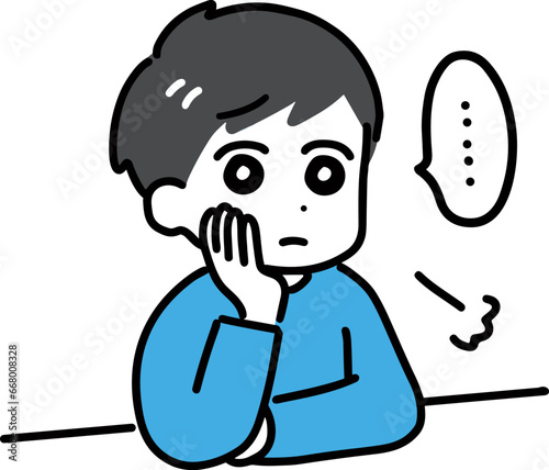 ため息をついている私服の男性
