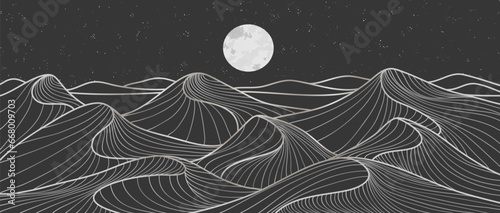 mountain desert line art print. Abstract mountain contemporary aesthetic backgrounds landscapes. vector illustrations