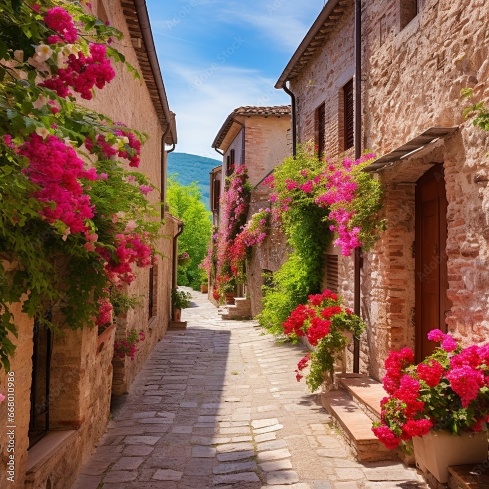 Fototapeta premium street in the old town generated by AI