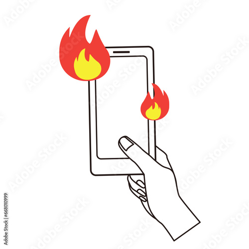 炎上する携帯電話のベクターイラストアイコン