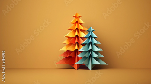 AI art Paper craft Christmas tree ペーパークラフト クリスマスツリー