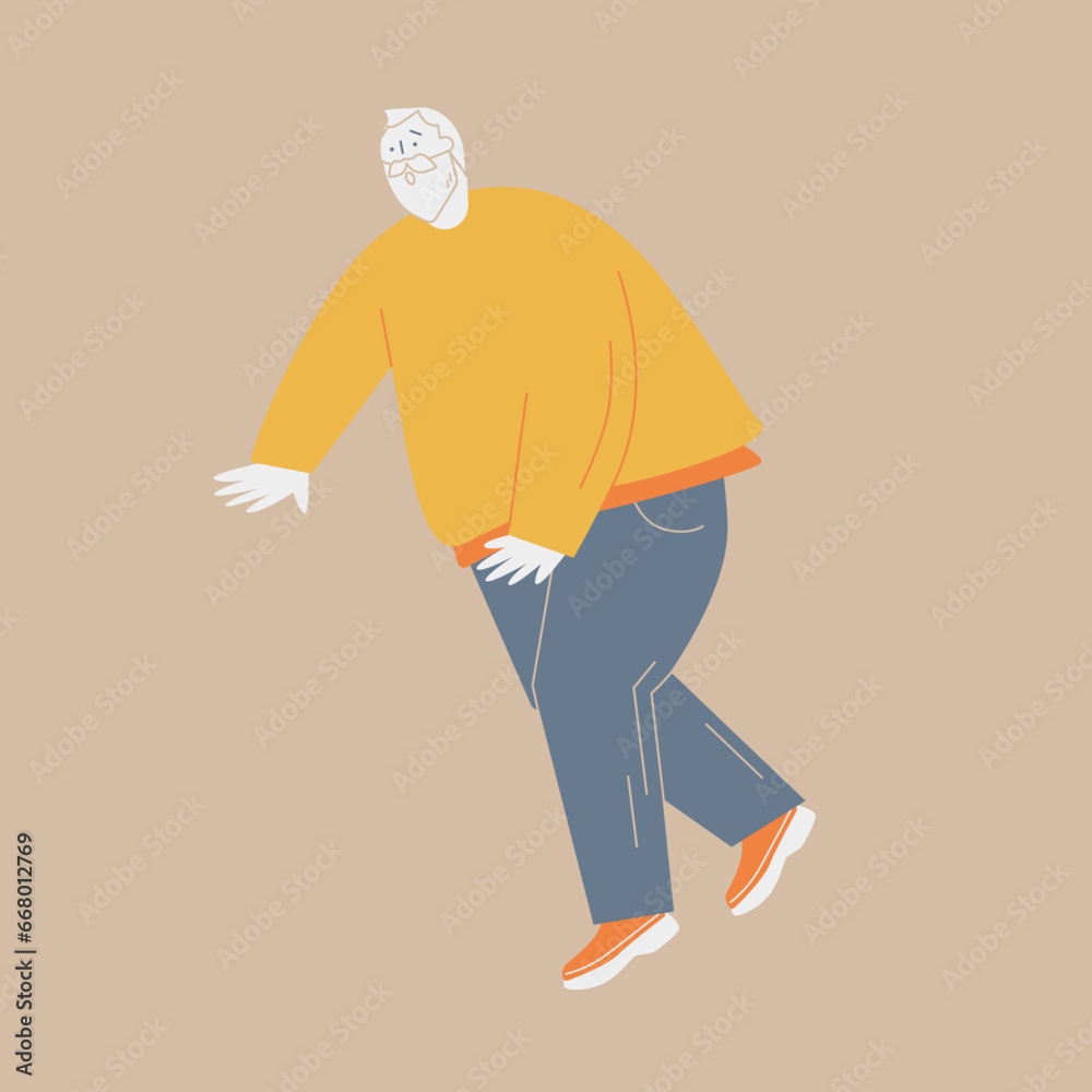An elderly man stumbles in an empty place. An elderly man stumbles in an empty place.