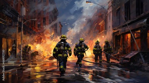 Firefighters fire street
