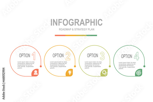 infographic elements  template, business concept with, 4 steps,  multi color circle shape design for workflow layout, diagram, annual report, web design.Creative banner, label vector