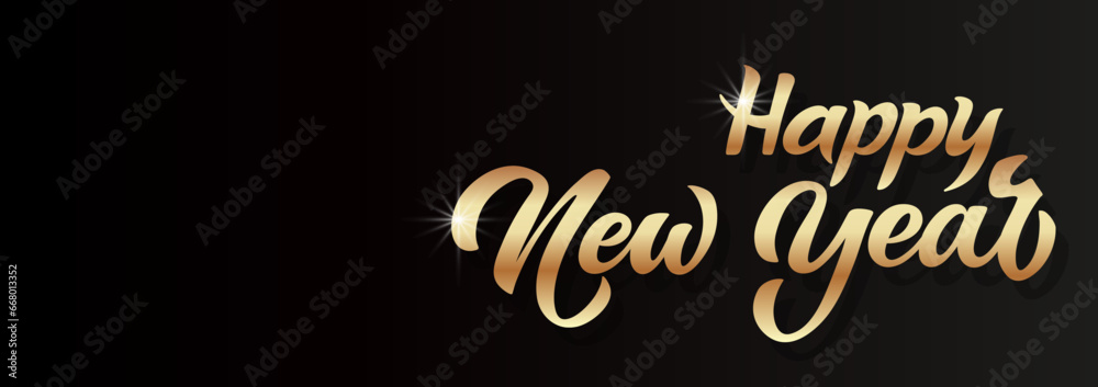 Happy New Year hand lettering calligraphy. Vector holiday illustration element. Typographic element Happy New Year hand lettering calligraphy. Vector holiday illustration element. Typographic element