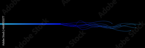 wave lines neural network blue and  light isolated on black background. Vector in concept of technology, machine learning,