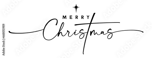 Leinwand Poster Merry Christmas elegant calligraphy and Bethlehem star