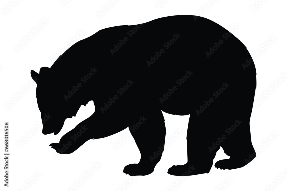 Fototapeta premium Illustration of a hand drawn bear silhouette set
