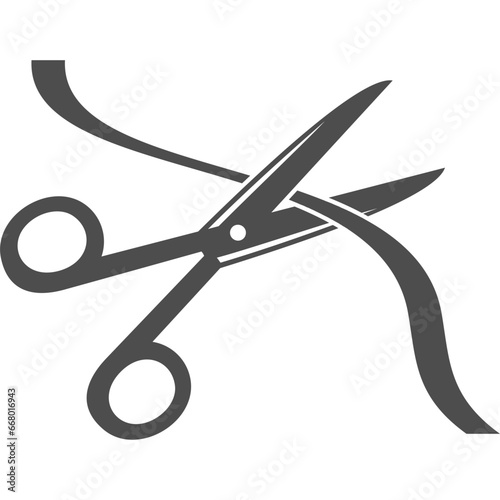Scissors With Ribbon Silhouette
