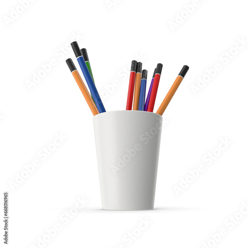 Cup With Colored Pencils PNG