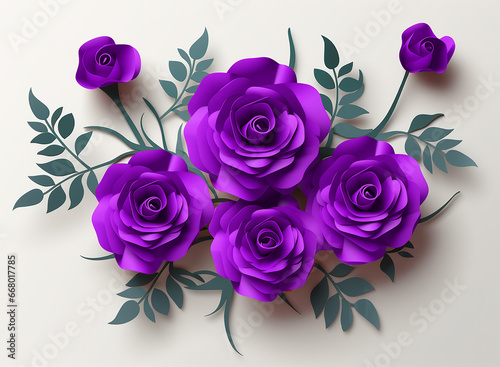 ペーパークラフトの薔薇〜紫色