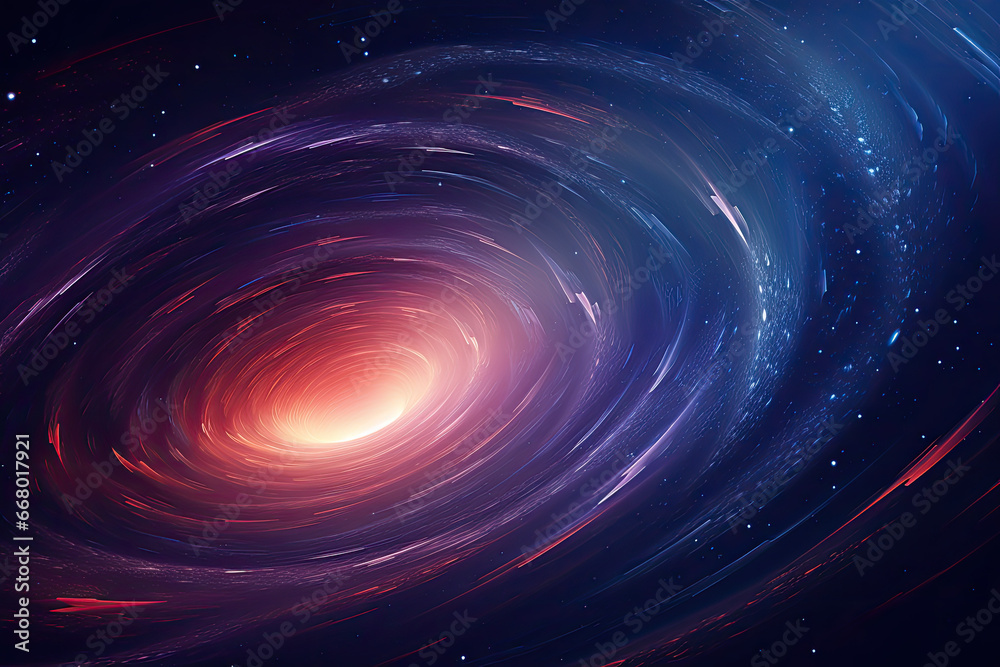 Deep Space Phenomenon: Red and Blue Galaxy Vortex
