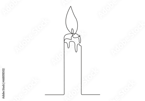 Candle one continuous line drawing vector illustration. Isolated on white background. Premium vector. 