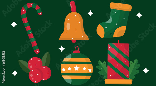 collection of christmas elements for celebration