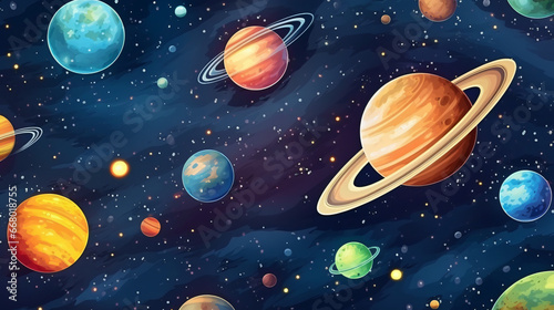 Space scene with planets