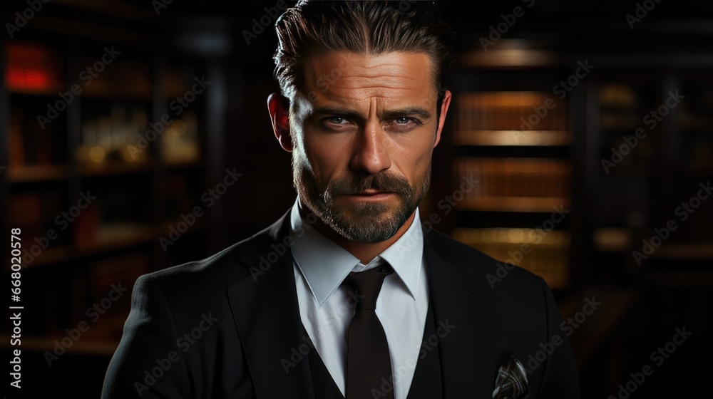 Confident Businessman With Intense Gaze and Beard Confident Businessman With Intense Gaze and Beard