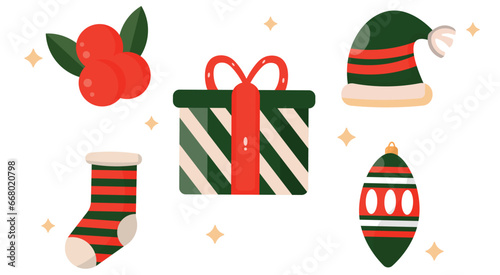 vector lovely christmas element collection with flat design