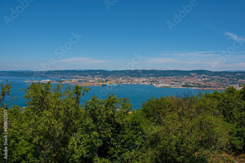 The port city of Trieste in Friuli-Venezia Giulia, north east Italy. Viewed from Muggia to the south