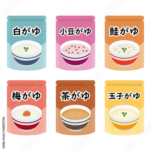 レトルトおかゆのイラストセット