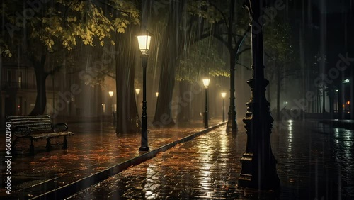 Rain Falls in The City