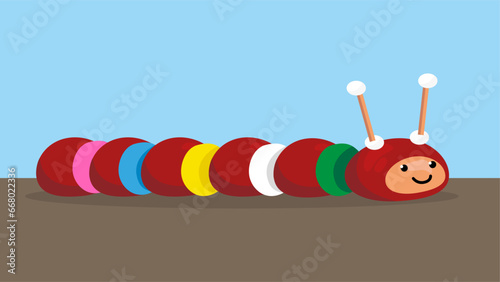 Illustration of caterpillar on blue background.
