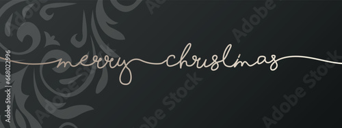 Merry Christmas banner with Christmas decoration.