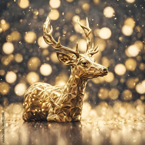 3d deer, christmas atmosphere, new year postcard, holiday season 