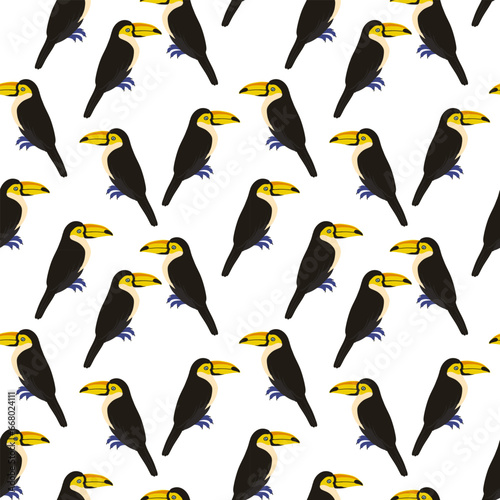 vector drawing seamless pattern with toucan   hand drawn natural background