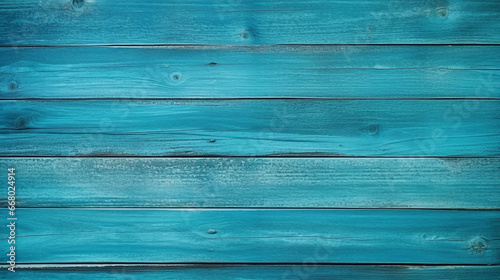 wood background. blank turquoise color wall with space for graphic design element photo
