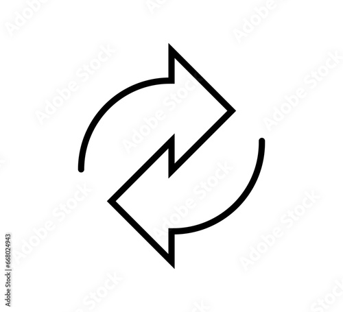 Transfer arrow icon. Double reverse symbol. Data transfer linear icon. Recycling sign. Arrow to left and right symbol. Replace icon. Vector illustration isolated on white background. Editable stroke.