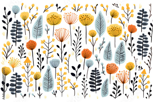 Cute Scandinavian design floral pattern, Generative AI