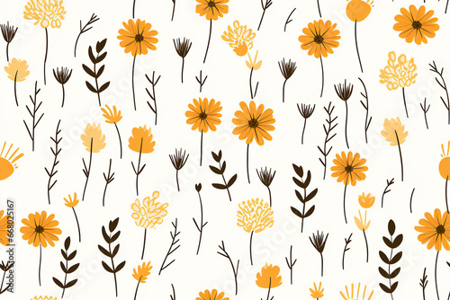 Cute Scandinavian design floral pattern, Generative AI